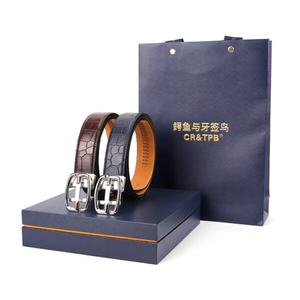 Crocodile leather automatic buckle without splicing belly belt 3.4 - Black | Brown | Blue  PD26-100