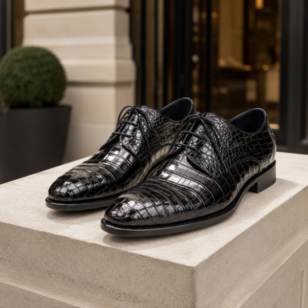 Nile Crocodile Belly Leather Hand-Finished Lightweight Loafers – Smoky Black | EZ26290311E